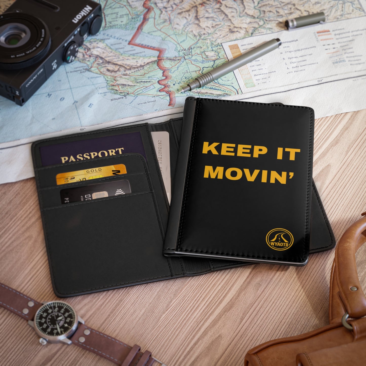 Keep It Movin' Passport Cover, Travel Accessory, Gift for Travelers, Custom Luggage Holder, Inspirational Travel Gift