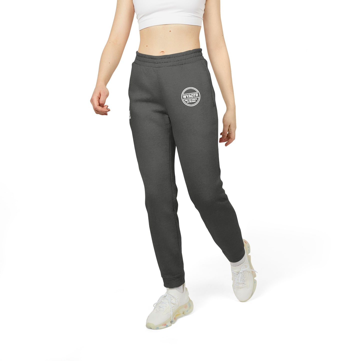 WYAOTR Unisex Fleece Joggers White (Embroidered) “Built for the miles. Styled for the layovers.”