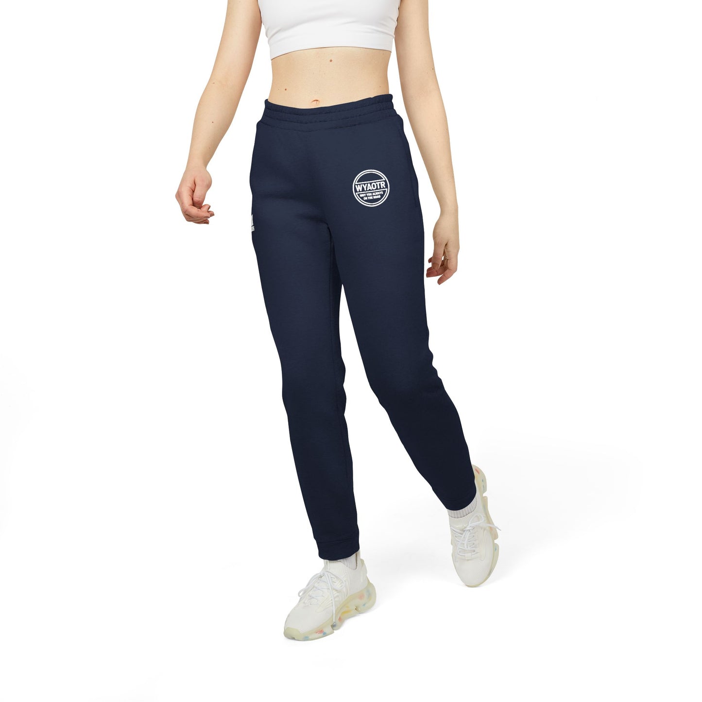 WYAOTR Unisex Fleece Joggers White (Embroidered) “Built for the miles. Styled for the layovers.”