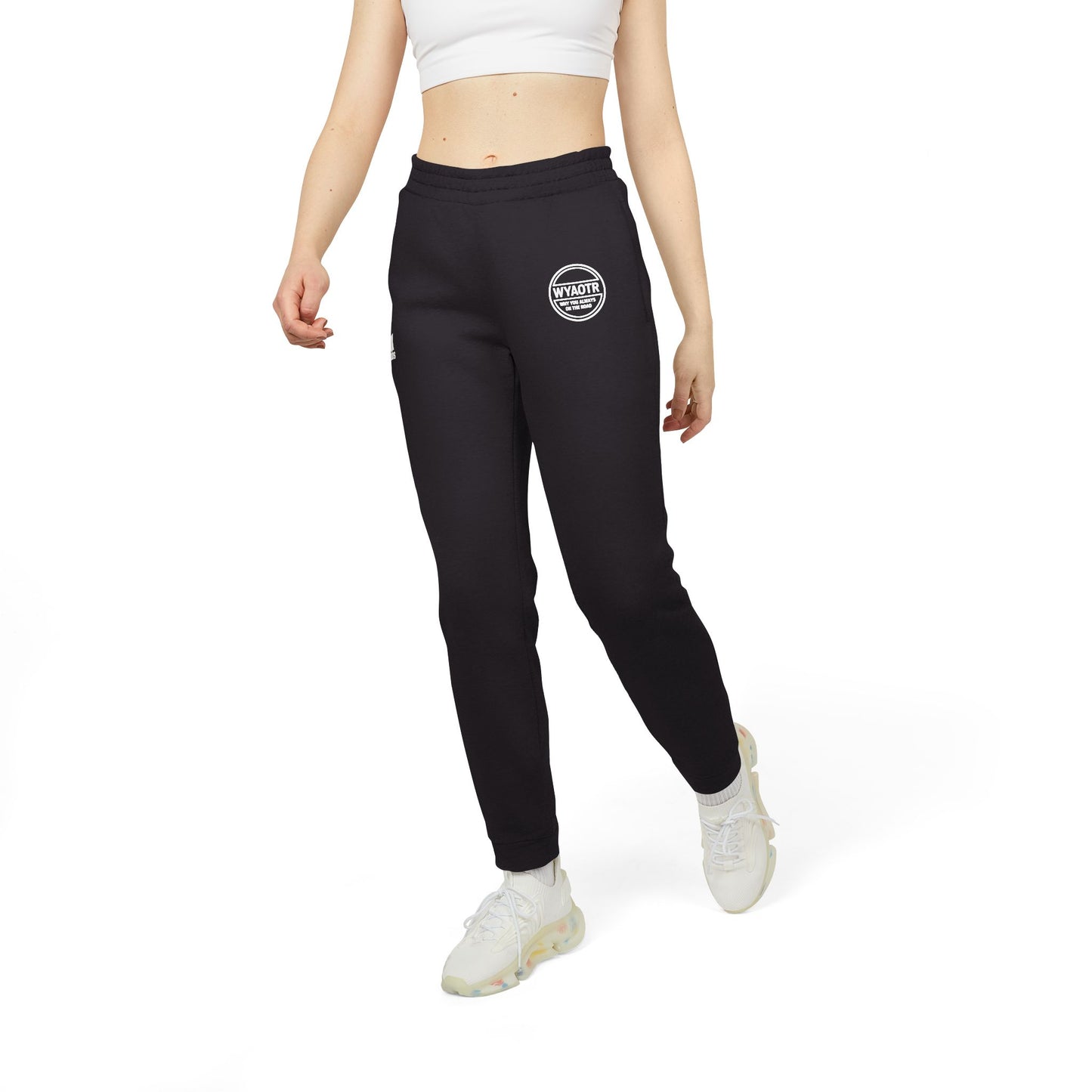 WYAOTR Unisex Fleece Joggers White (Embroidered) “Built for the miles. Styled for the layovers.”