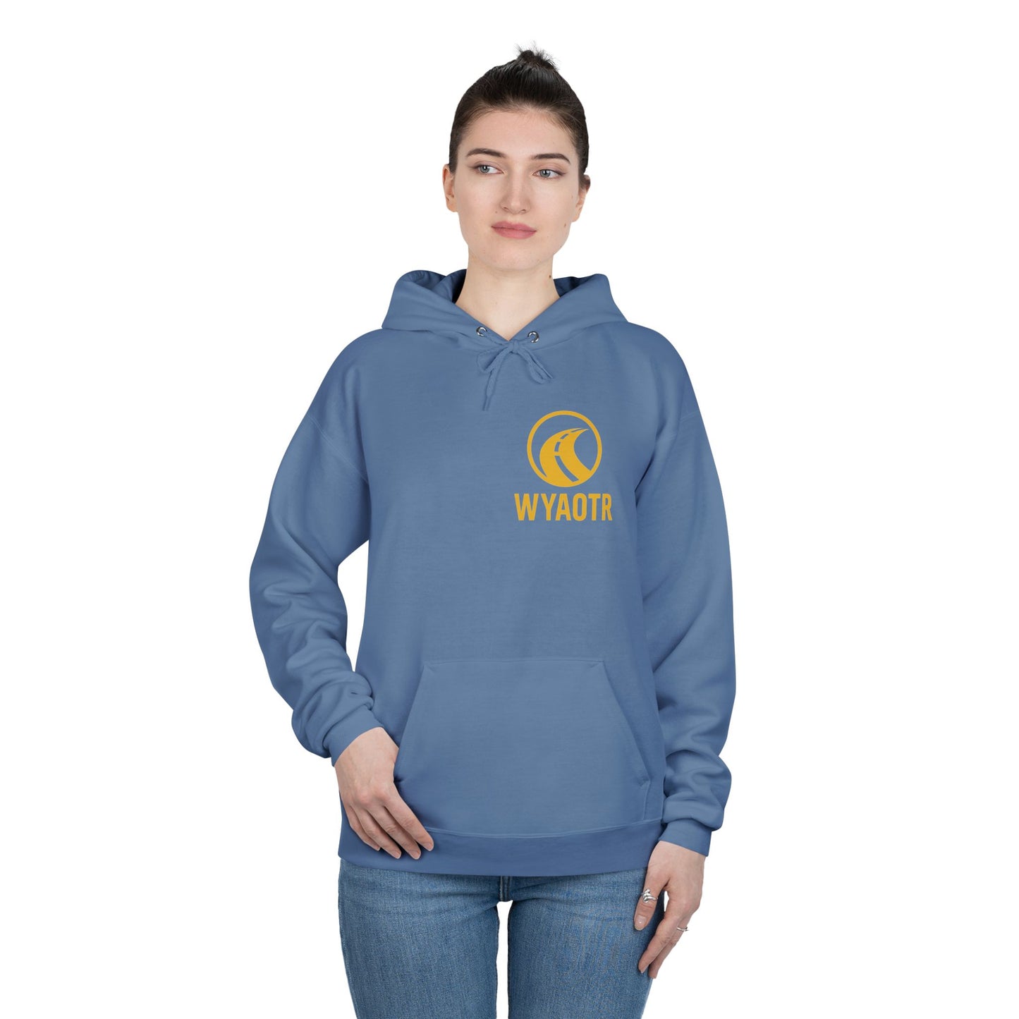 Eco-Friendly Unisex Pullover Hoodie with WYAOTR Design, Casual Sweatshirt, Sustainable Fashion, Gift for Friends, Fall and Winter Wear