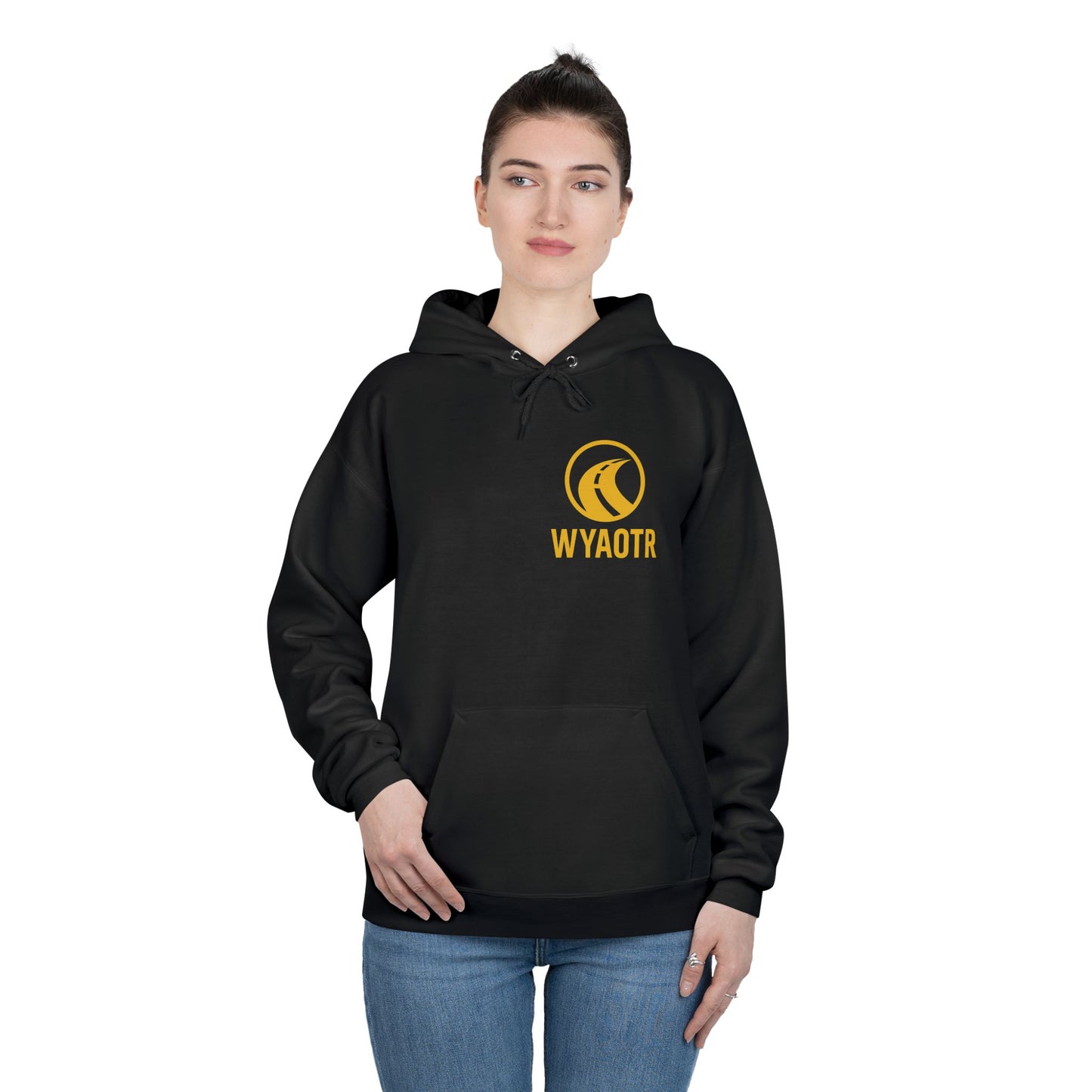 Eco-Friendly Unisex Pullover Hoodie with WYAOTR Design, Casual Sweatshirt, Sustainable Fashion, Gift for Friends, Fall and Winter Wear