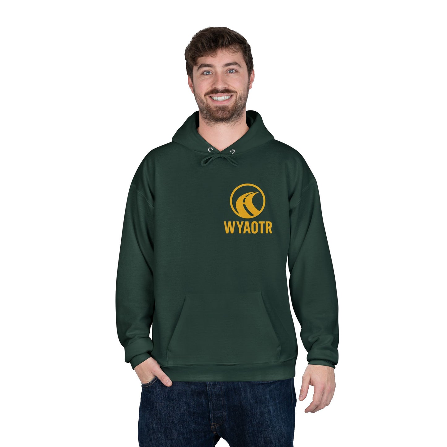Eco-Friendly Unisex Pullover Hoodie with WYAOTR Design, Casual Sweatshirt, Sustainable Fashion, Gift for Friends, Fall and Winter Wear