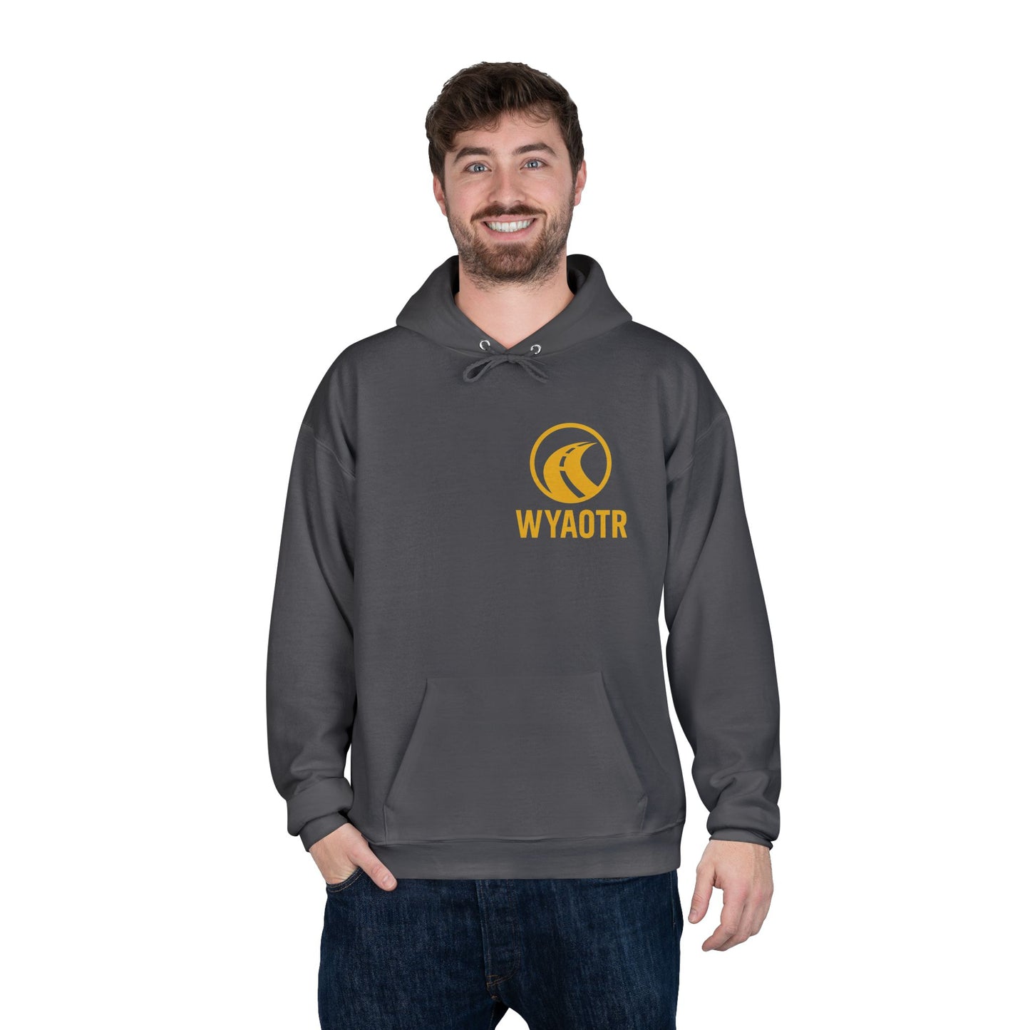 Eco-Friendly Unisex Pullover Hoodie with WYAOTR Design, Casual Sweatshirt, Sustainable Fashion, Gift for Friends, Fall and Winter Wear