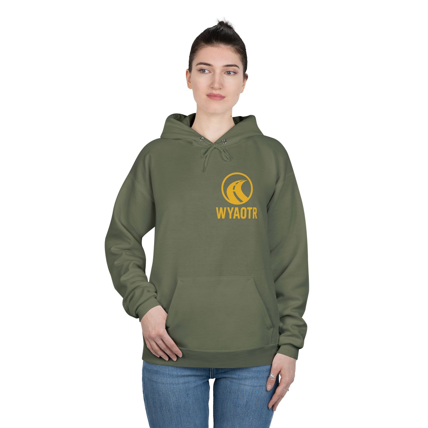 Eco-Friendly Unisex Pullover Hoodie with WYAOTR Design, Casual Sweatshirt, Sustainable Fashion, Gift for Friends, Fall and Winter Wear