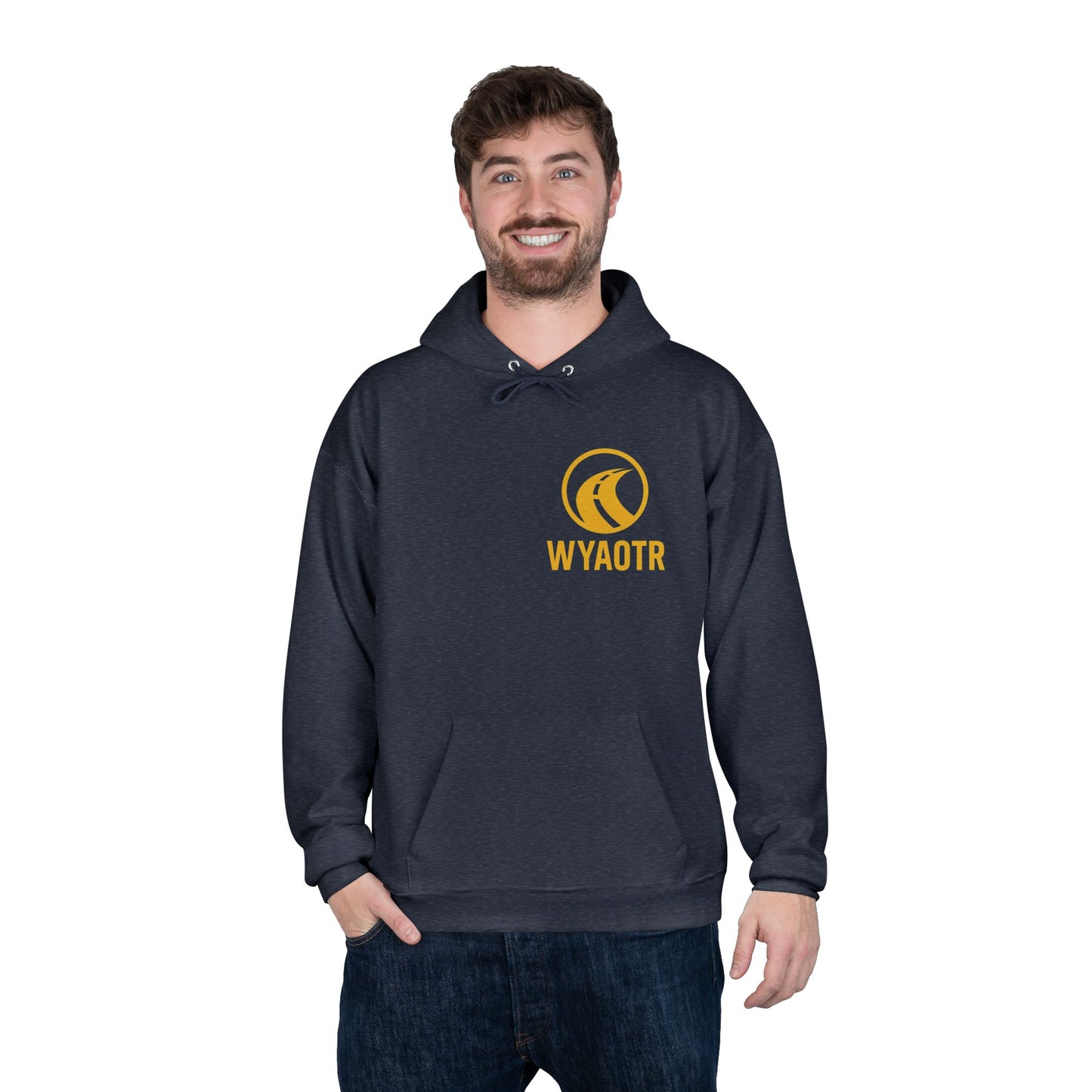 Eco-Friendly Unisex Pullover Hoodie with WYAOTR Design, Casual Sweatshirt, Sustainable Fashion, Gift for Friends, Fall and Winter Wear