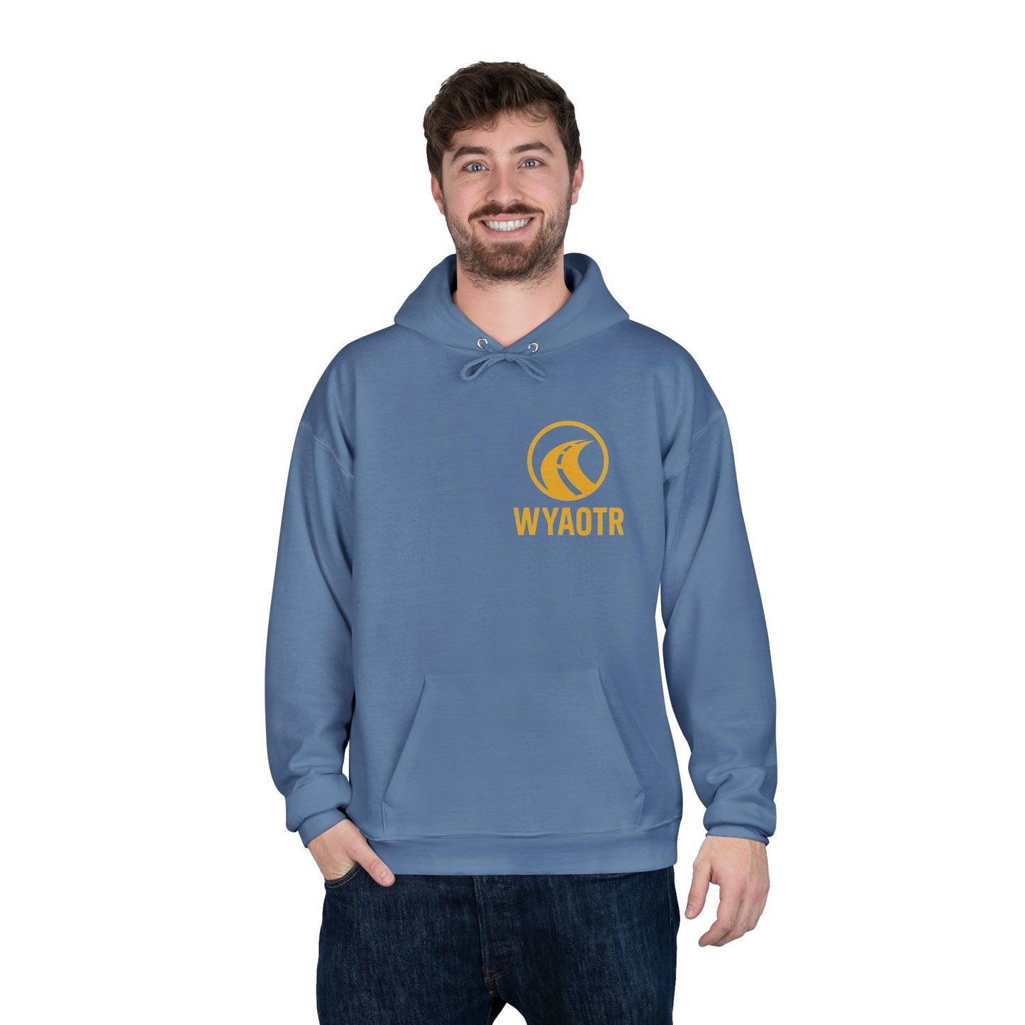 Eco-Friendly Unisex Pullover Hoodie with WYAOTR Design, Casual Sweatshirt, Sustainable Fashion, Gift for Friends, Fall and Winter Wear