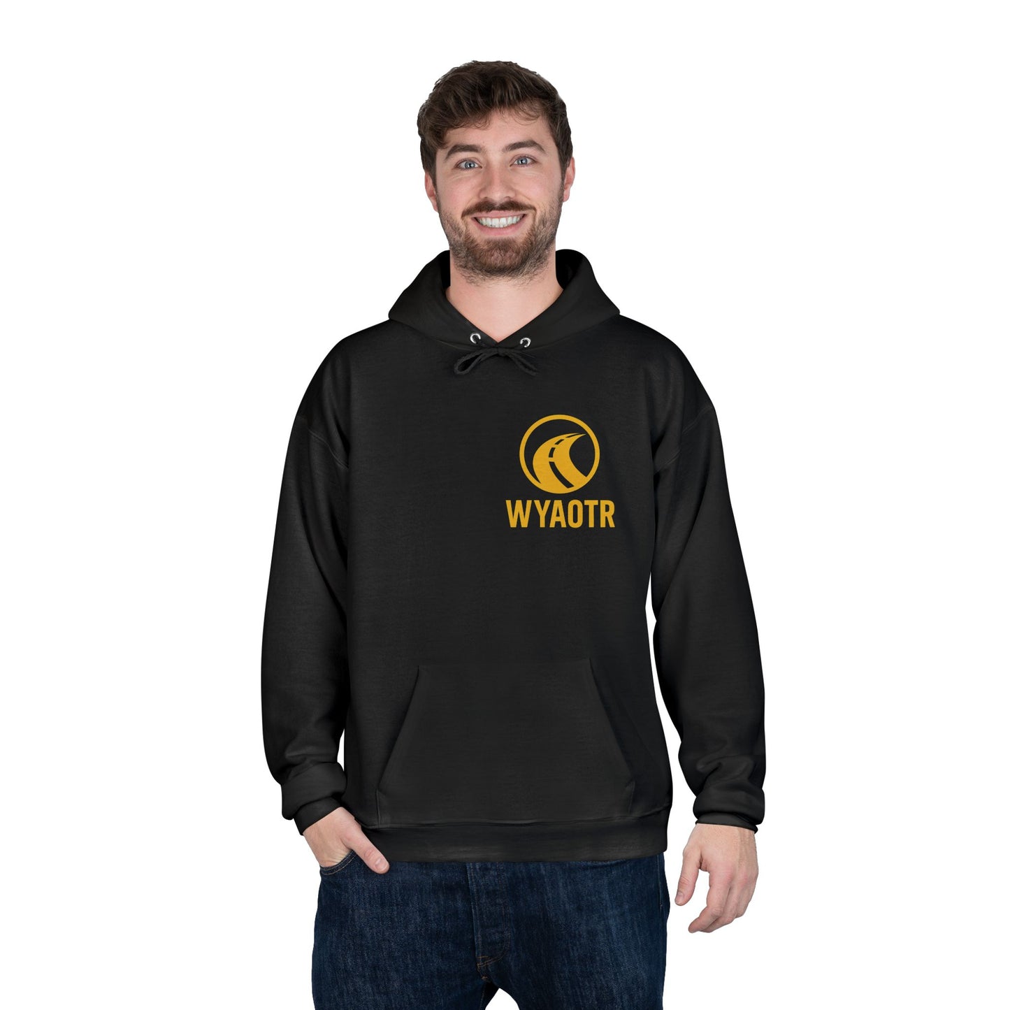 Eco-Friendly Unisex Pullover Hoodie with WYAOTR Design, Casual Sweatshirt, Sustainable Fashion, Gift for Friends, Fall and Winter Wear
