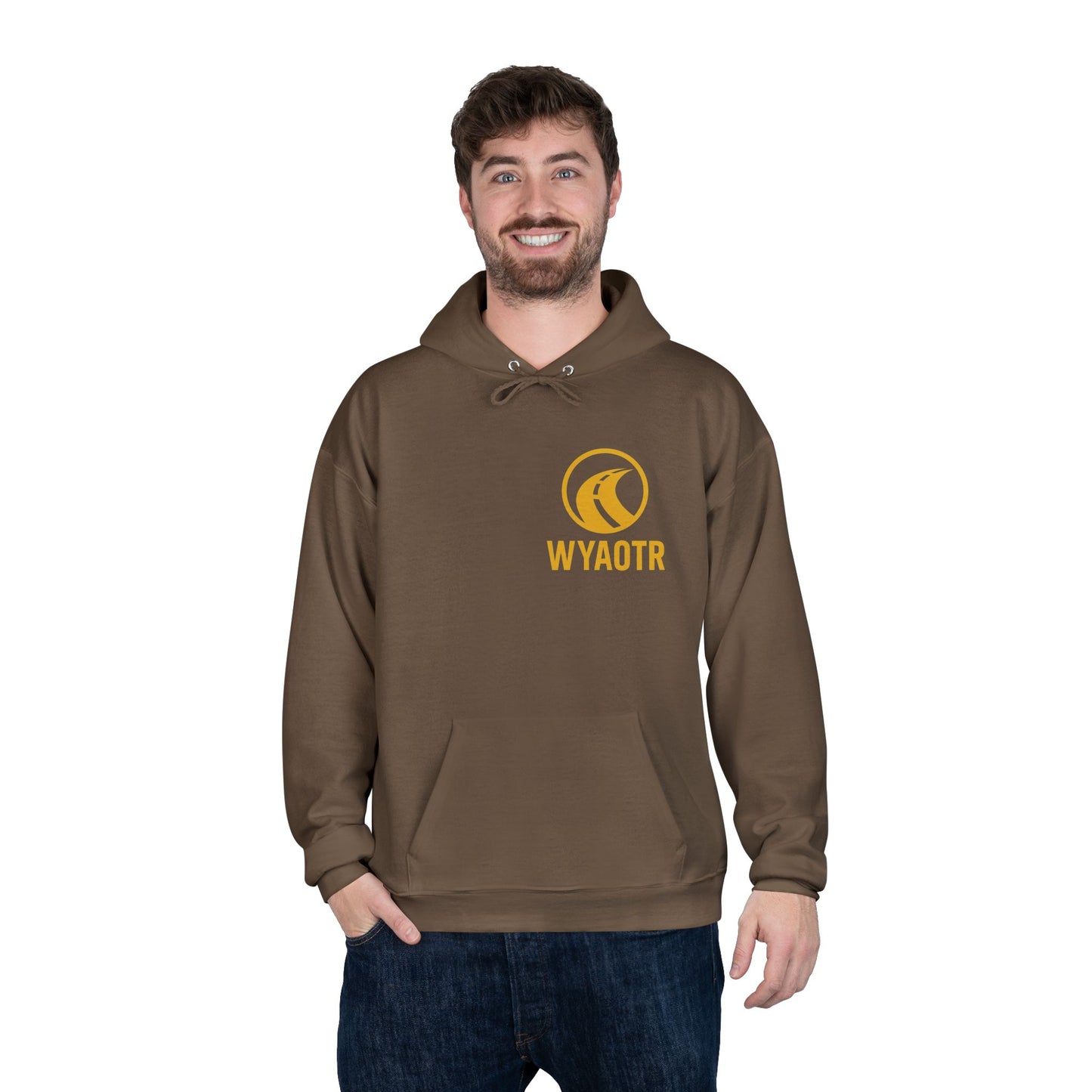 Eco-Friendly Unisex Pullover Hoodie with WYAOTR Design, Casual Sweatshirt, Sustainable Fashion, Gift for Friends, Fall and Winter Wear